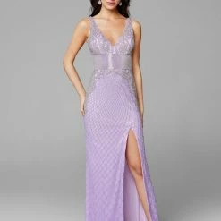 In Stock Primavera Couture 3617 Lilac Prom Dress Size 2 Long Fitted Beaded Formal Pageant Gown Backless Dresses