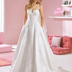 White One Bridal White One ZUZU Bridal Pronovias Wedding Dress A Line Sheer Illusion Lace Neckline