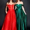 Nina Canacci 5214 Long Satin Off The Shoulder Ballgown Prom Dress Pageant Gown Pockets