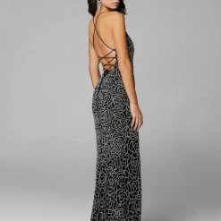 In Stock Primavera Couture 3638 Size 8 Black Silver Floral Beaded Prom Dress Backless Formal Corset Corset Dresses 106 In Stock Primavera Couture 3638 Size 8 Black Silver Floral Beaded Prom Dress Backless Formal Corset Corset Dresses