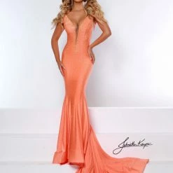 In Stock Johnathan Kayne 2305 Size 10 Evening Pageant Dress V Neckline Embellished Mermaid Train