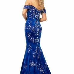 Johnathan Kayne 2176 Long Velvet Mermaid Pageant Dress Prom Gown Off Shoulder Mermaid Dresses