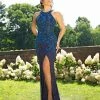 In Stock Primavera Couture 3242 Navy Size 12 Long Beaded Prom Dress Pageant Gown