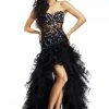 In Stock Corset Dresses Riva R9738 Black Size 0,4 Prom Dress Corset Sheer High Low Lace Organza Gown