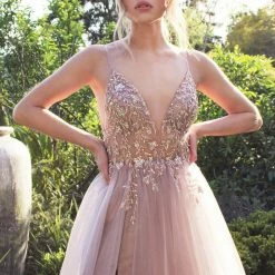 Andrea & Leo Couture Andrea & Leo OPHELIA A0672 Long Shimmer Maxi Slit Sheer Formal Dress A Line Beaded Ballgown Dresses