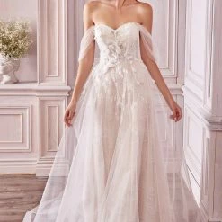 In Stock Andrea & Leo Couture 0822 Size 4 Long A Line Sheer Wedding Dress Off Shoulder Bridal Gown Corset Dresses