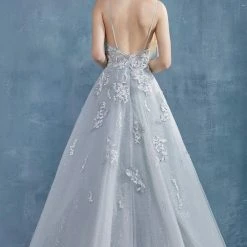 Andrea & Leo Couture Andrea & Leo SOPHIA A0892 A Line Shimmer Sheer Ballgown Formal Dress Floral Lace Dress