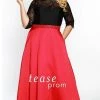 In Stock Tease Prom TE1821 Size 14 Black/Red Two Tone Plus Size Prom Dress Evening Gown Long Sleeve Dresses