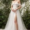 Corset Dresses Andrea & Leo Couture VALERIA A1036 Sheer Maxi Slit Off Shoulder Wedding Dress Bridal Gown