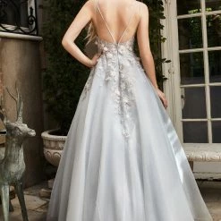 Andrea & Leo Couture Andrea & Leo TIANA A1040 Long Shimmer A Line Ballgown 3D Lace Formal Dress Sheer Gown Ballgown Dresses