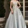 Andrea & Leo Couture Andrea & Leo TIANA A1040 Long Shimmer A Line Ballgown 3D Lace Formal Dress Sheer Gown Ballgown Dresses