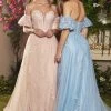 In Stock Andrea & Leo WILLOW A1046 Size 12 Shimmer A Line Lace Dress Off Shoulder Puff Sleeve Gown Bell Sleeves