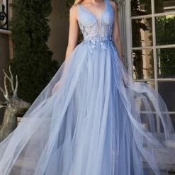In Stock Corset Dresses Andrea & Leo MEGARA A1057 Size 10 Shimmer A Line Ballgown Slit Formal Dress Sheer Floral Gown