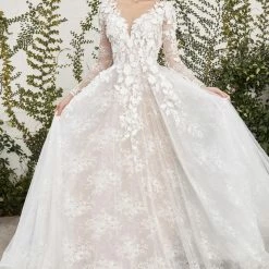 In Stock Andrea & Leo Couture YVAINE A1067 Size 14 Long Sleeve 3D Lace Wedding Dress A Line Bridal Gown Ballgown Dresses