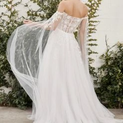 In Stock Andrea & Leo Couture ISABEL A1080 Size 6 A Line Sheer Lace Cape Wedding Dress Lace Bridal Gown