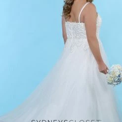 Bridal Sydney's Closet SC5239 Lace Bodice A Line Plus Sized Wedding Dress Glitter Tulle SC 5239