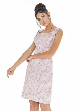 Ashleylauren Ashley Lauren 4280 Pink Tweed Cocktail Dress Square Neckline Above Knee Length 3 Ashleylauren Ashley Lauren 4280 Pink Tweed Cocktail Dress Square Neckline Above Knee Length