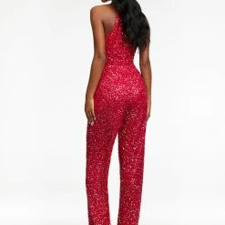 Ashleylauren Ashley Lauren 1434 Fully Beaded Sequins Halter Top Jumpsuit High Neckline Straight Legs 81 Ashleylauren Ashley Lauren 1434 Fully Beaded Sequins Halter Top Jumpsuit High Neckline Straight Legs