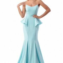In Stock CD 9003 Size 8 Long Fitted Mermaid Peak Point Ruffle Prom Dress Pageant Gown Formal Evening