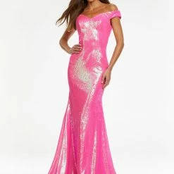 Ashleylauren Ashley Lauren 11107 Sequin Pageant Dress Prom Gown Backless Off The Shoulder
