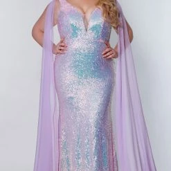 In Stock Johnathan Kayne Sydney's Closet JK2109 Size 20 Sequin Cape Prom Dress Plus Sized Mermaid JK 2109 Mermaid Dresses
