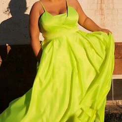 Sydney's Closet SC7301 Neon A Line Plus Size Prom Dress Evening Gown Satin Pockets SC 7301 Sydney's Closet And Tease Prom