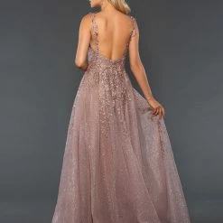 Ballgown Dresses Stella Couture 20058 Long Lace Shimmer V Neck Formal Prom Dress Pageant Gown