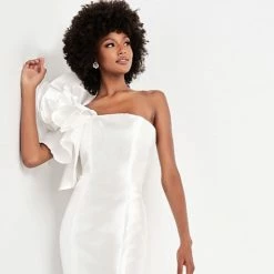 JVN By Jovani Mermaid Dresses JVN00650 One Shoulder Ruffle Long Mermaid Prom Dress Pageant Gown Evening Gown