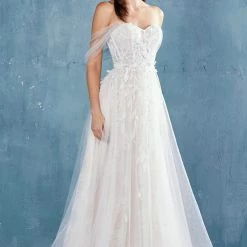 Andrea & Leo Couture 0822 Long A Line Sheer Wedding Dress Off Shoulder Bridal Gown Corset Dresses 34 Andrea & Leo Couture 0822 Long A Line Sheer Wedding Dress Off Shoulder Bridal Gown Corset Dresses