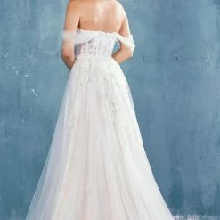In Stock Andrea & Leo Couture 0822 Size 4 Long A Line Sheer Wedding Dress Off Shoulder Bridal Gown Corset Dresses