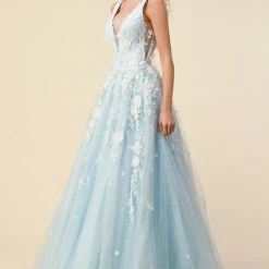 In Stock Ballgown Dresses Andrea & Leo Gardenia A1028 Size 8 Long Shimmer Ball Gown 3D Lace Formal Dress V Neck 12 In Stock Ballgown Dresses Andrea & Leo Gardenia A1028 Size 8 Long Shimmer Ball Gown 3D Lace Formal Dress V Neck