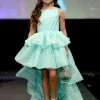 Marc Defang 5027 Girls High Neck Ruffle High Low Detachable Skirt Pageant Dress