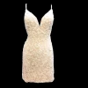 In Stock Ashley Lauren 4257 Short Beaded Cocktail Dress Formal Ivory Gown Beaded Sequin