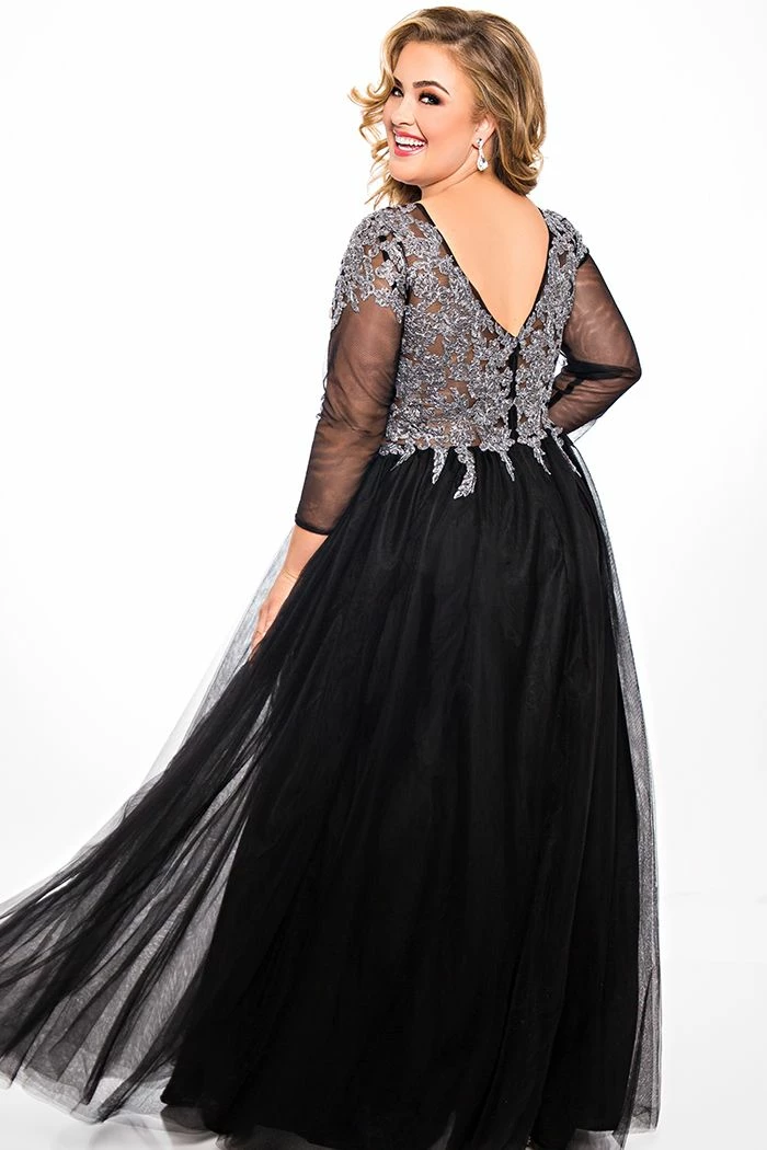 Ballgown Dresses Sydney's Closet SC7299 Sheer Sleeves Tulle Prom Dress Ball Gown Lace Top And Sleeves SC 7299 8 Ballgown Dresses Sydney's Closet SC7299 Sheer Sleeves Tulle Prom Dress Ball Gown Lace Top And Sleeves SC 7299