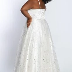 Sydney's Closet SC7327 Glitter Prom Dress V Neckline Shimmery A Line Long Evening Gown SC 7327 Sydney's Closet And Tease Prom