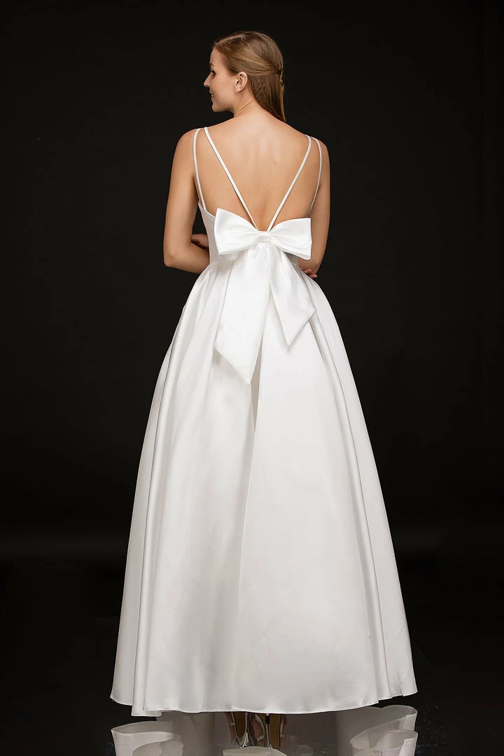 Nina Canacci B1900 Satin A Line Wedding Dress With Bow In Back V Neckline Bridal Gown Backless Dresses 4 Nina Canacci B1900 Satin A Line Wedding Dress With Bow In Back V Neckline Bridal Gown Backless Dresses