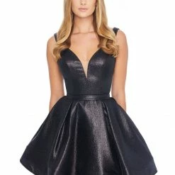 In Stock Ashley Lauren 4325 Red Cocktail Dress Size 4 Metallic Short Homecoming Dress A Line