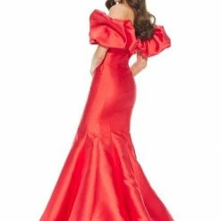 Ashleylauren Ashley Lauren 11057 Off The Shoulder Mikado Prom Dress With Oversized Ruffles