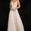 Nina Canacci 8191 Mesh Metallic Beaded A Line Wedding Dress Prom Evening Gown Bridal