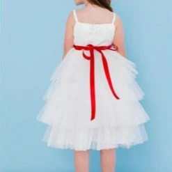 Rosebuds 5117 Tea Length Layered Flower Girl Dress Flower Ribbon