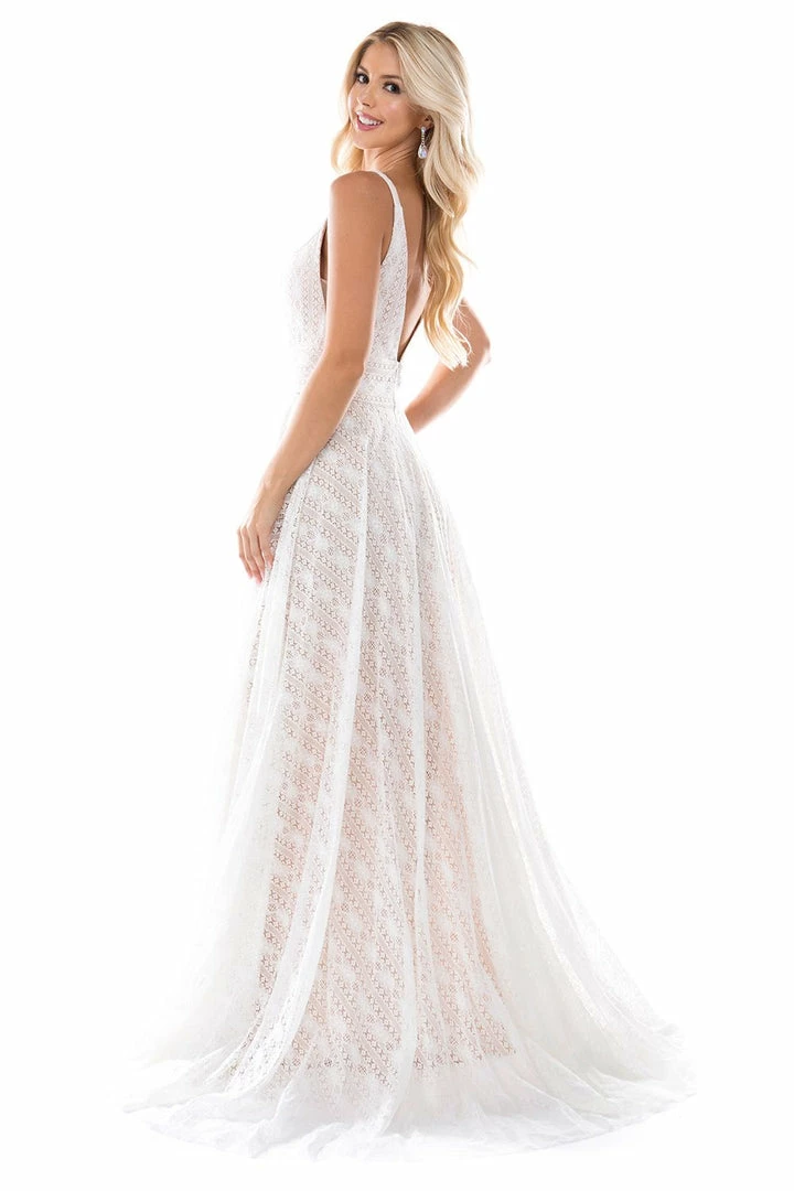 Nina Canacci 6553 Boho Lace A Line Prom Dress With Slit Evening Gown V Neckline 5 Nina Canacci 6553 Boho Lace A Line Prom Dress With Slit Evening Gown V Neckline