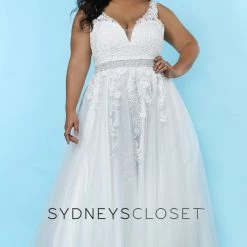 Sydney's Closet SC5230 Floral Lace Embroidered Plus Sized Wedding Dress SC5230 Kelly Anne Bridal