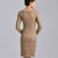 In Stock Nina Canacci M208 Short Fitted Lace Cocktail Dress Formal Sheer Long Sleeve Knee Long Sleeve Dresses