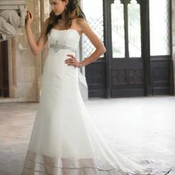 In Stock Mon Cheri 18252 Size 18 Long A Line Organza Wedding Dress Bridal Gown Ivory