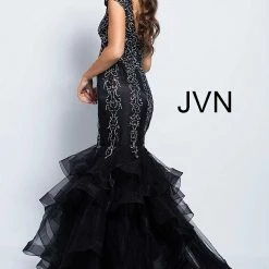 In Stock Mermaid Dresses Jovani JVN 55878 Black Size 2 Cap Sleeve Mermaid Prom Dress Embellished Evening Gown 16 In Stock Mermaid Dresses Jovani JVN 55878 Black Size 2 Cap Sleeve Mermaid Prom Dress Embellished Evening Gown