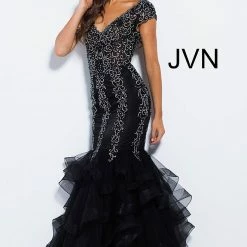 In Stock Mermaid Dresses Jovani JVN 55878 Black Size 2 Cap Sleeve Mermaid Prom Dress Embellished Evening Gown 13 In Stock Mermaid Dresses Jovani JVN 55878 Black Size 2 Cap Sleeve Mermaid Prom Dress Embellished Evening Gown