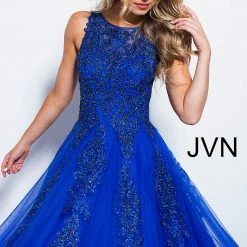 JVN By Jovani Jovani JVN59046 Sheer Tulle Lace High Neck Ballgown Prom Dress Formal Gown Ballgown Dresses