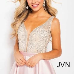 In Stock Jovani JVN60696 Size 4 ,12 Black Prom Dress Ball Gown Pockets A Line Sheer