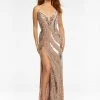 Ashleylauren Ashley Lauren 11180 Hand Beaded Strapless Evening Gown Rose Gold