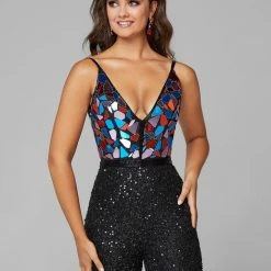 In Stock Backless Dresses Primavera Couture 3608 Size 4 Copper Sequin Jumpsuit Formal Cut Glass V Neck Pant 26 In Stock Backless Dresses Primavera Couture 3608 Size 4 Copper Sequin Jumpsuit Formal Cut Glass V Neck Pant